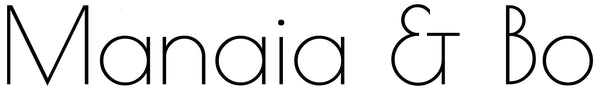 Stylized text spelling Manaia & Bo in a sleek, modern font.